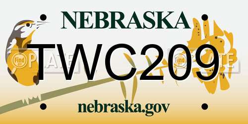 TWC209 Nebraska License Plate