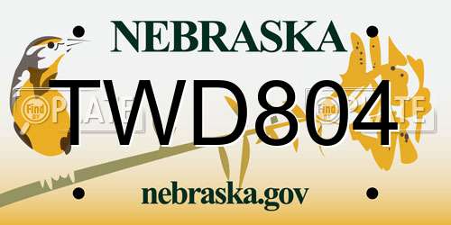 TWD804 Nebraska License Plate