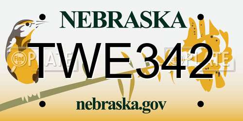 TWE342 Nebraska License Plate