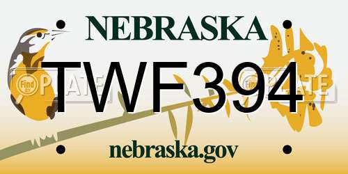 TWF394 Nebraska License Plate