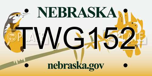 TWG152 Nebraska License Plate