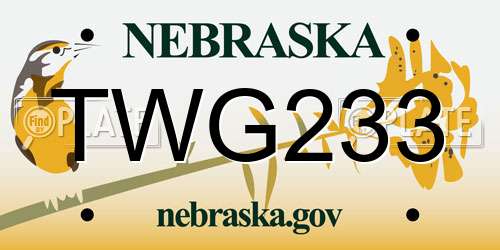 TWG233 Nebraska License Plate