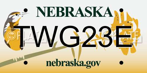 TWG23E Nebraska License Plate