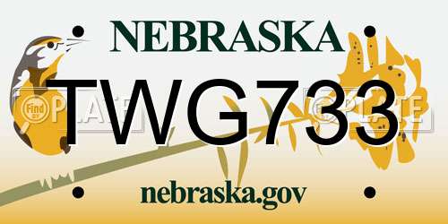 TWG733 Nebraska License Plate