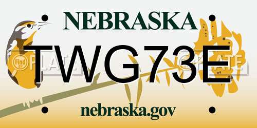 TWG73E Nebraska License Plate