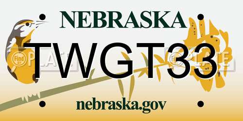 TWGT33 Nebraska License Plate