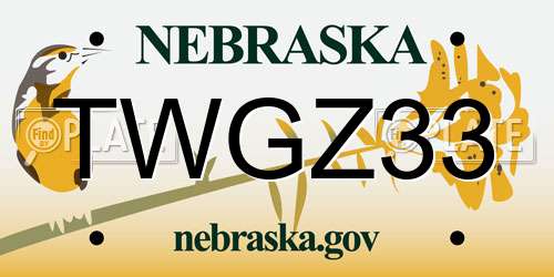 TWGZ33 Nebraska License Plate