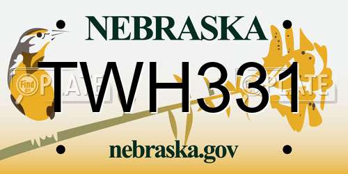 TWH331 Nebraska License Plate