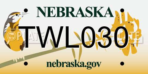 TWL030 Nebraska License Plate