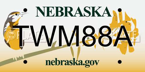 TWM88A Nebraska License Plate
