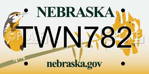 TWN782 Nebraska License Plate