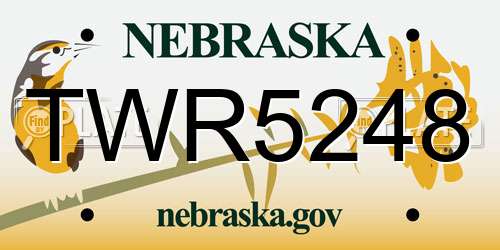 TWR5248 Nebraska License Plate