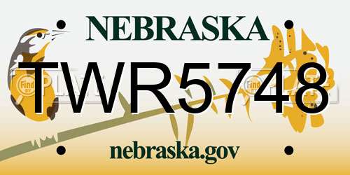 TWR5748 Nebraska License Plate