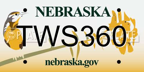 TWS360 Nebraska License Plate