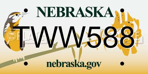 TWW588 Nebraska License Plate