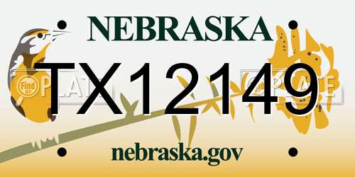 TX12149 Nebraska License Plate