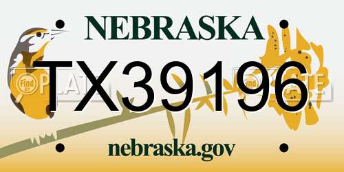 TX39196 Nebraska License Plate