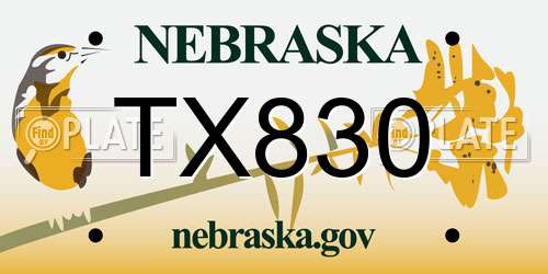 TX830 Nebraska License Plate