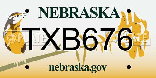 TXB676 Nebraska License Plate