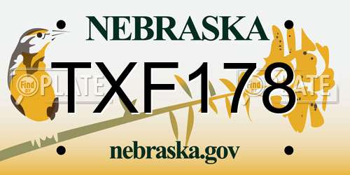 TXF178 Nebraska License Plate