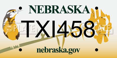TXI458 Nebraska License Plate