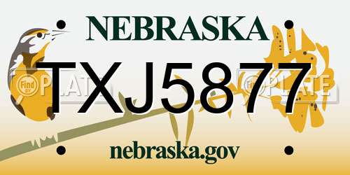 TXJ5877 Nebraska License Plate