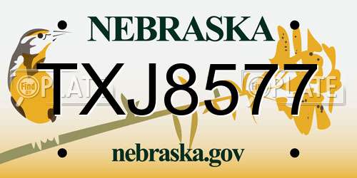 TXJ8577 Nebraska License Plate