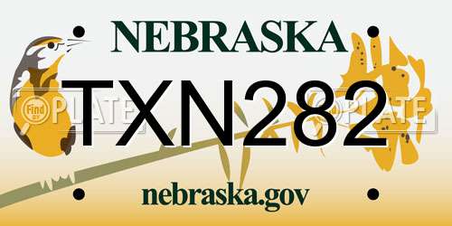 TXN282 Nebraska License Plate