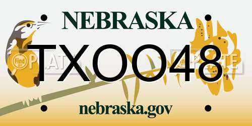 TXOO48 Nebraska License Plate
