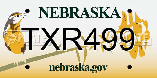 TXR499 Nebraska License Plate