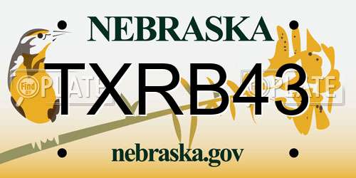 TXRB43 Nebraska License Plate