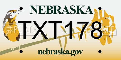 TXT178 Nebraska License Plate