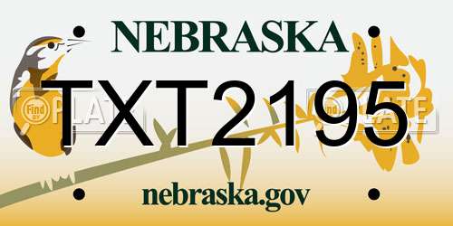 TXT2195 Nebraska License Plate
