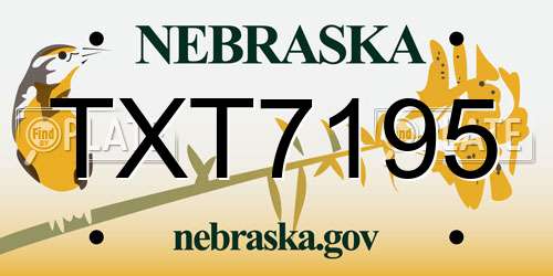 TXT7195 Nebraska License Plate