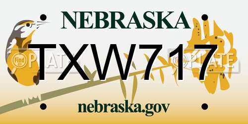 TXW717 Nebraska License Plate