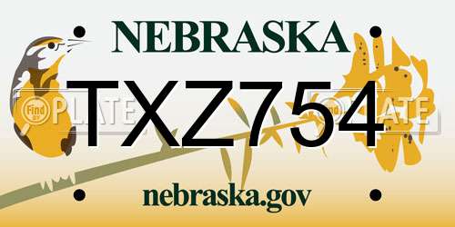TXZ754 Nebraska License Plate