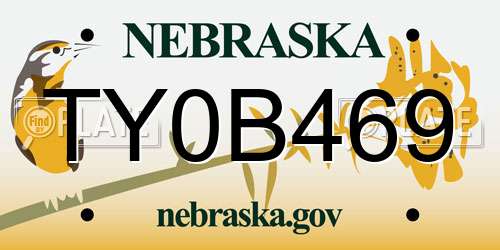 TY0B469 Nebraska License Plate