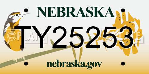 TY25253 Nebraska License Plate