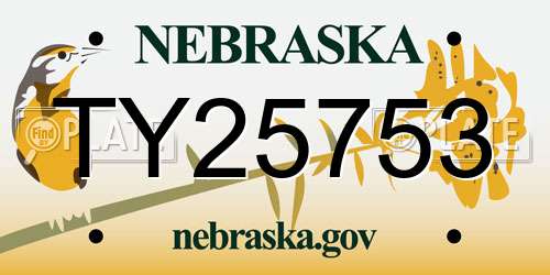 TY25753 Nebraska License Plate