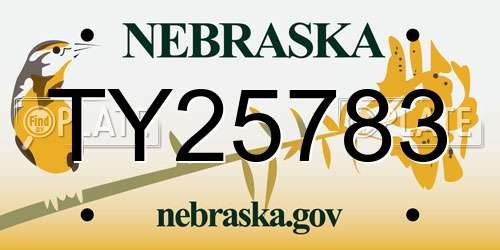 TY25783 Nebraska License Plate