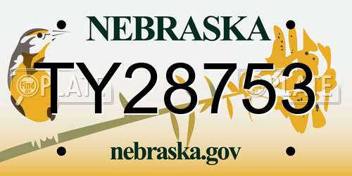 TY28753 Nebraska License Plate