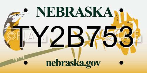 TY2B753 Nebraska License Plate