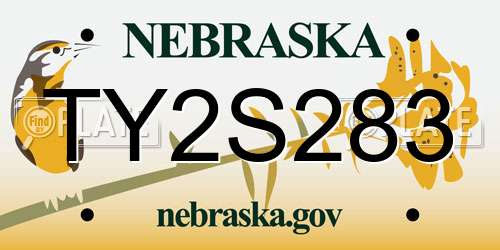 TY2S283 Nebraska License Plate