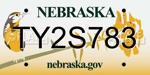 TY2S783 Nebraska License Plate