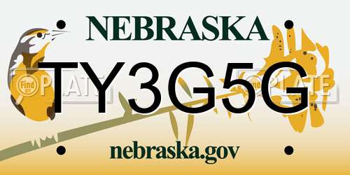 TY3G5G Nebraska License Plate