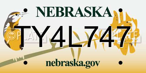 TY4L747 Nebraska License Plate