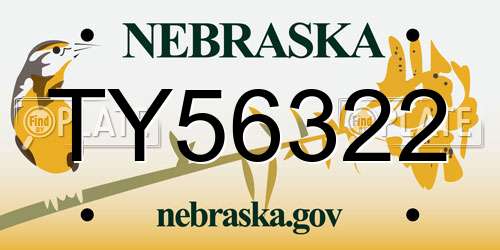 TY56322 Nebraska License Plate