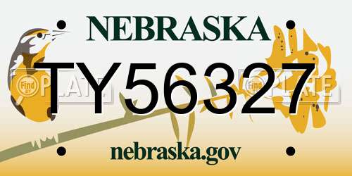 TY56327 Nebraska License Plate
