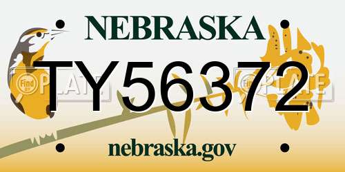 TY56372 Nebraska License Plate