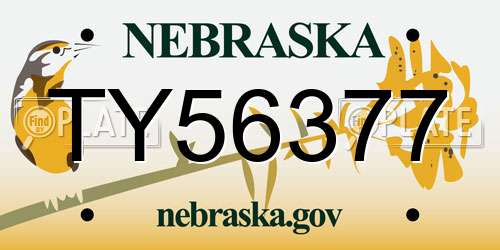 TY56377 Nebraska License Plate